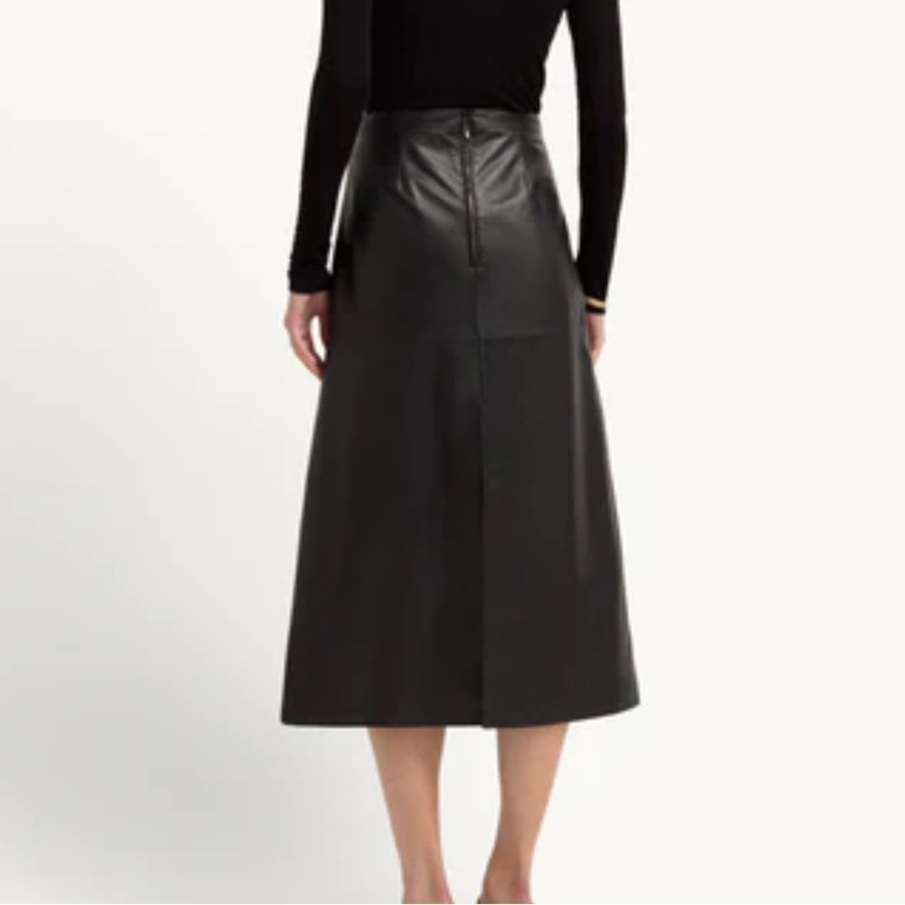 G. label By Goop Black Leather Samira Midi Skirt - Picture 2 of 9